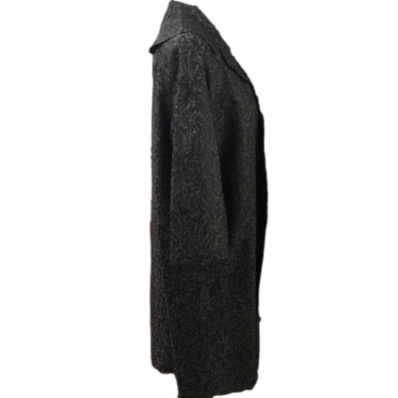 VINTAGE 1960s Black Brocade Jackie O' Style Swing Coat Size M/L - Picture 9 of 10